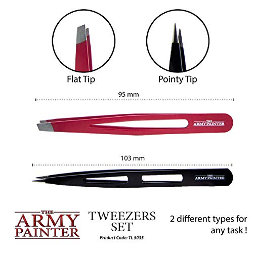 The Army Painter, Tweezers Set, 2 Pcs Precision Tweezers - Slant & Pointy