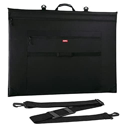 Nicpro Light Weight Art Portfolio Bag, 32x42 Extra Large Art Portfolio Case | with Detachable Shoulder Strap, Leather Corners, Carrying Storage Case for Artwork, Canvas, Poster, Sketching and Drawing - size: 32 x 42 inches