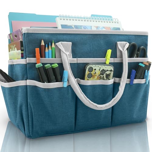 Cupohus Craft Organizer Tote Bag, Dark Green Sewing Bag for Art - color: DarkGreen