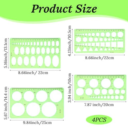 Dimeho Geometric Drawings Templates,4 Pcs Circle Shape Stencils for Drawing