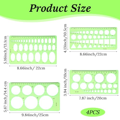 Dimeho Geometric Drawings Templates,4 Pcs Circle Shape Stencils for Drawing