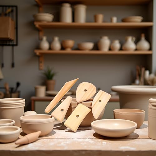 5 Pcs Pottery Clay Sculpting Tools Set,Wooden Pottery Clay Ribs Ceramic Potter Rib Ceramic Clay Sculpting Scrapers Tools Pottery Shaping Trimming Tools Ceramic Pottery Tools