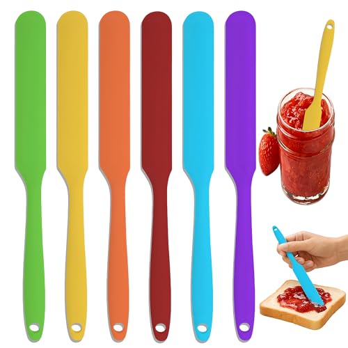 6PCS Silicone Jar Spatula for Scraping,Jar Scraper Spatula with Long Handle