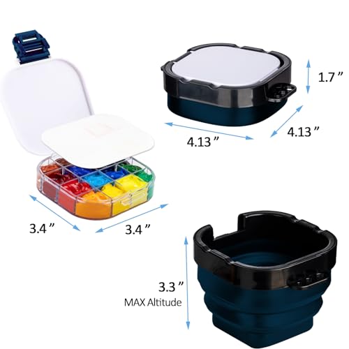 Falling in Art 16 Wells Airtight Paint Palette with Lid, Blue - color: Blue