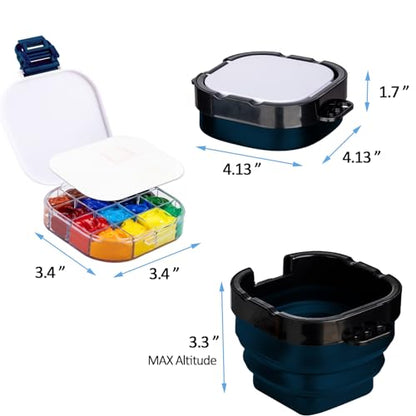 Falling in Art 16 Wells Airtight Paint Palette with Lid, Blue - color: Blue