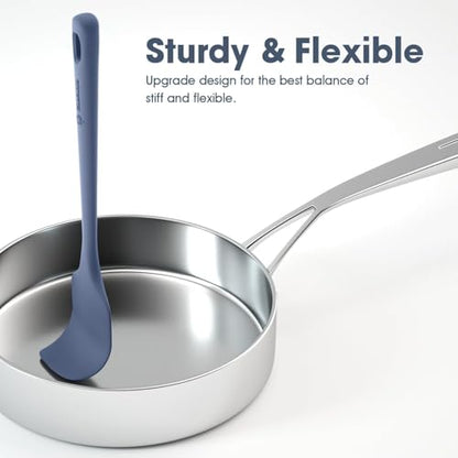 ChefAide 5 Pieces Silicone Spatula Set, Food Grade Rubber Spatula, Upgrade Strong Handle with Ergonomic Grip, Heat Resistant Up to 600°F for Nonstick Cookware, Cooking - color: Blue, size: 5 pieces