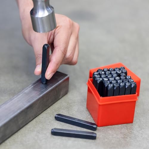 NEIKO 02624 Number and Letter Punch Set with Heat-Treated Steel Punches for Imprinting and Arts and Crafts, 1/4-Inch Shaft, 36-Piece Stamp Set - size: 6mm - 1/4"