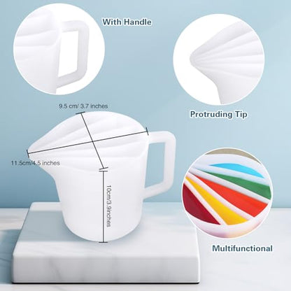 Kunyeah Split Cup with Handle 17OZ/500ML Silicone Cup for Paint Pouring Fluid Art Split Cup Acrylic Paint Pour Cup DIY Making Crafts Supplies Epoxy Resin Art Drawing Accessories (5 Chambers) - size: 5 Chambers