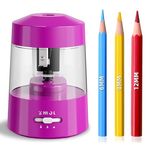 ZMOL Electric Pencil Sharpener Battery Powered, 6-12mm Jumbo Pencils, Pink - color: Pink