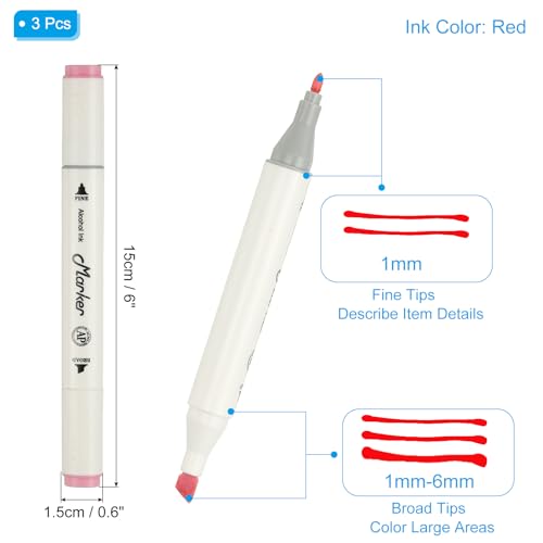 PATIKIL Dual Tip Markers, 3 Pcs Dual Tip Alcohol Markers Set White Barrel with Brush Tip and Fine Tip for Illustration Artist Adult Coloring Drawing Permanent Sketching, Light Purple - color: Light Purple