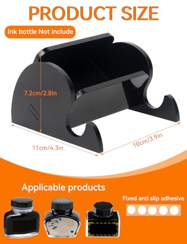 2 in 1 Acrylic Tilting Glass Ink Bottle Holder, Calligraphy Oblique Nib Pen Holder Stand, Non-Slip Base, Elegant Desk Decor for Writing, Ink Storage, Artists Calligraphy Beginners