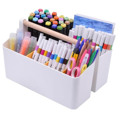 Art Supply Caddy Organizer with Handle,Teacher Tool Storage with Divider - color: Yellow Divider