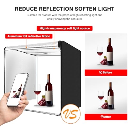 Photo Light Box, 39 inch Photography Light Box with 210 LEDs Lights & 4 Color Backgrounds Professional Dimmable Shooting Tent Kit for Large Product Photography - size: 39 x 39 inches