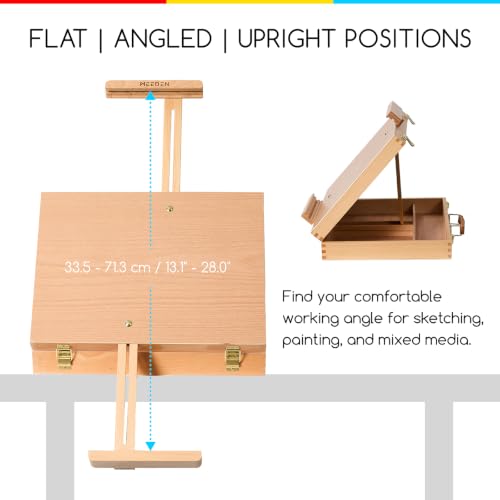 MEEDEN Table Top Easel for Painting: Wooden Portable Tabletop with Storage - color: Natural