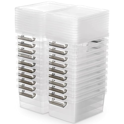 Citylife 20Packs 1.3Qt Small Storage Bins with Lids,Stackable Clear | Plastic Containers for Beads, Buttons, Sewing Supplies, Office Supplies - color: Clear White, size: 1.3 QT(20 Pack)
