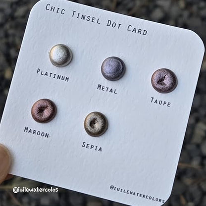 IUILE Handmade Watercolor Paints - Chic Tinsel 2024 Dot Card (5 colors). Chrome, Metallic, Shiny, Shimmer - color: Chic Tinsel 2024 Dot