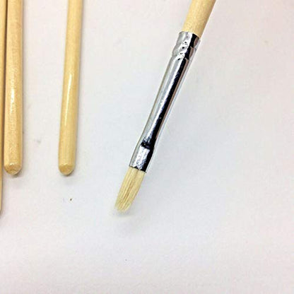 Filbert Artist Paint Brush 10 Piece Set Medium Stiff Pure Hog Bristle Extra Long Handle #0, Acrylic Oil Watercolor - size: #0(Filbert 10PCS)