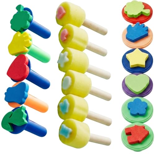 17Pcs Sponge Stamp Brushes Set, Creative Foam Paint Daubers and Shape Stampers for Graffiti, Art Projects, and Artistic Painting