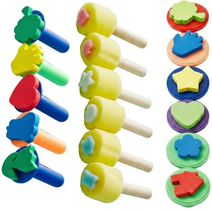 17Pcs Sponge Stamp Brushes Set, Creative Foam Paint Daubers and Shape Stampers for Graffiti, Art Projects, and Artistic Painting