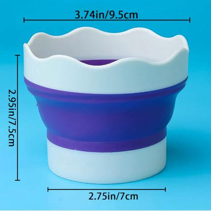4 PCS Collapsible Paint Brush Washer Multifunctional Collapsible Bucket Foldable Water Cup Silicone Portable Painting Water Cup Mini Washing Buckets Brush Holder for Watercolor Oil Painting - color: Pink, Purple