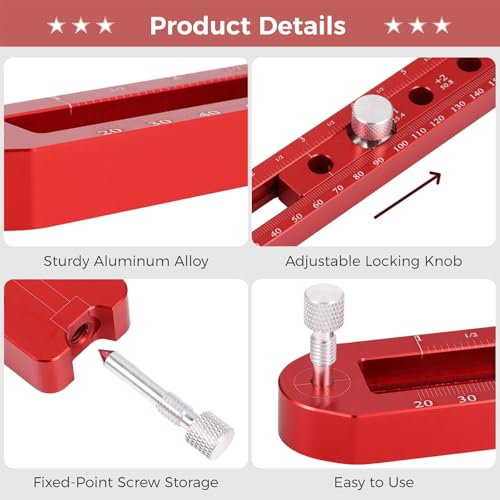 Woodworking Compass Scriber,Aluminum Alloy Wood Scribing Tool, Portable Fixed-Point Circle Ruler, Carpenter Marking Gauge, Adjustable Arc Drawing Ruler