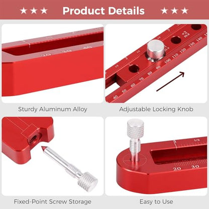 Woodworking Compass Scriber,Aluminum Alloy Wood Scribing Tool, Portable Fixed-Point Circle Ruler, Carpenter Marking Gauge, Adjustable Arc Drawing Ruler