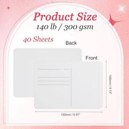 MECCANIXITY 40Sheets Watercolor Postcards, 100% Cotton 4"x6" Watercolor Paper Blank Postcard W Yellow Cap White Waistband Cold Pressed for Mailing Painting Invitation Card(140lb/300gsm) Yellow - color: Yellow