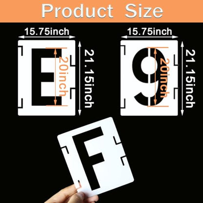YEAJON 20 Inch Letter Stencils Symbol Numbers Craft Stencils, 42 Pcs Reusable Alphabet Templates Interlocking Stencil Kit for Painting on Wood, Wall, Rock, Sign, DIY Art Projects (20 inch) - size: 20 inch