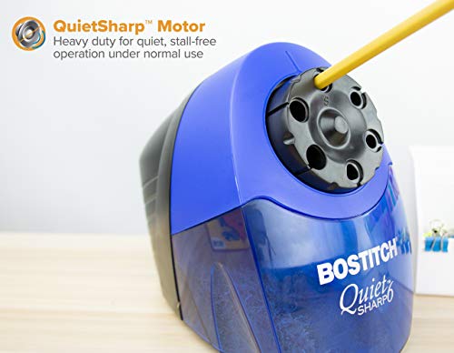 Bostitch Office QuietSharp Electric Pencil Sharpener, Heavy Duty Classroom or Office Use, Size Selector with 6 Different Sizes, Blue (Pack of 4) - color: Classroom Sharpener