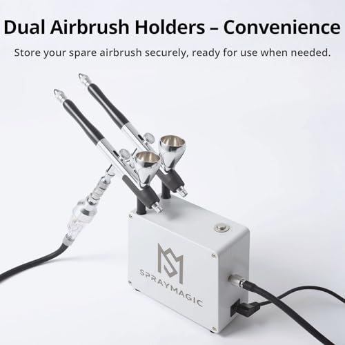 Airbrush Kit with Air Compressor, 50 PSI Dual Action Gravity Feed Non-Clogging Even Spray Air Brush Set for Painting, Aerografo Gun for Models, Nail Art, Cake Decorating, Makeup, DIY Sneakers & Crafts