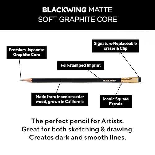 Blackwing Matte Pencils, Soft Graphite for Writing & Drawing, 12 Count - color: Black, style: Modern