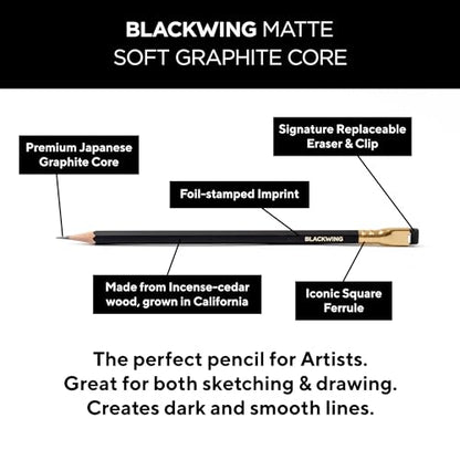 Blackwing Matte Pencils, Soft Graphite for Writing & Drawing, 12 Count - color: Black, style: Modern