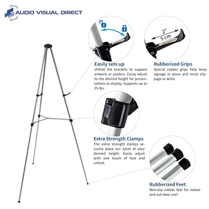 Lightweight Aluminum Telescoping Display Easel, 70 Inches, Silver - style: Silver Display Easel