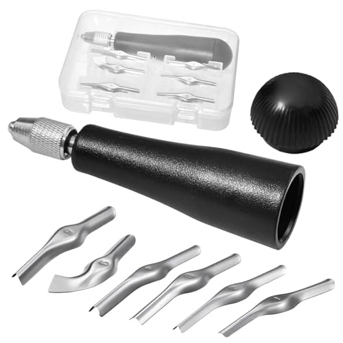 Linoleum Cutter Kit Assortment Craft Linoleum Cutter Kit Linocut Carving Tools Rubber Block Stamp Carving Block Stamp Making Includes Plastic Storage Handle and 5 Blades