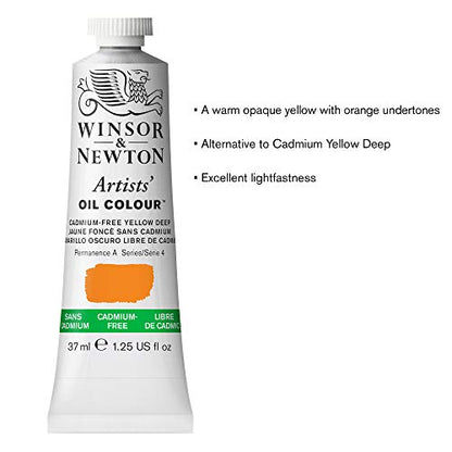 Winsor & Newton Artists' Oil Color, 37ml (1.25 oz) Tube, Cadmium-Free Yellow Deep - color: Cadmium-free Yellow Deep, style: 1.25-oz Tube