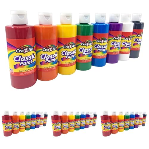 Cra-Z-Art Washable Classic Paint Bulk Pack, Assorted Colors 4oz each bottle (Pack of 32) - size: 4 Fl Oz (Pack of 32), style: Original