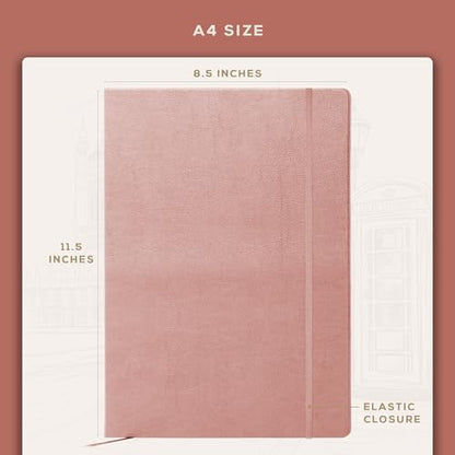 Beechmore Books A4 8.5x11 Mixed Media Sketchbook 160 GSM/98LB with Gift Box - color: Rose Wood, size: A4 - 8.5" x 11.5" Large