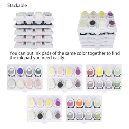 Drop Ink Pad Caddy Mini Stamp Pad Storage Tray | Ink Pad Organizer Holder, Stackable, Set of 5, 1 Tray Holds 8 Ink Pads, 40 Total - size: Ink Pad Drop Caddy Tray