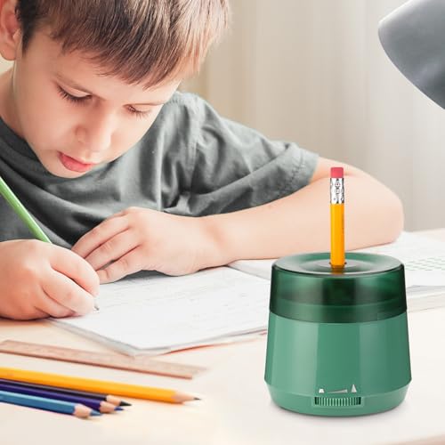 Electric Pencil Sharpener, Dual Power USB Battery Operated, Portable Design for 6-8mm Pencils, Home School Office Use (Green) - color: Green