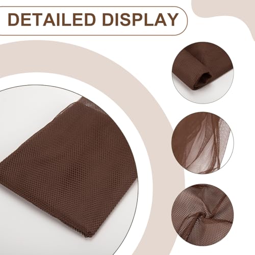 59" x 72"(2 Yards) Brown Mesh Fabric | Slightly Stretchy for Sewing Projects, Backpack Pocket and Straps, Netting Clothes and Shopping Bag - color: Brown