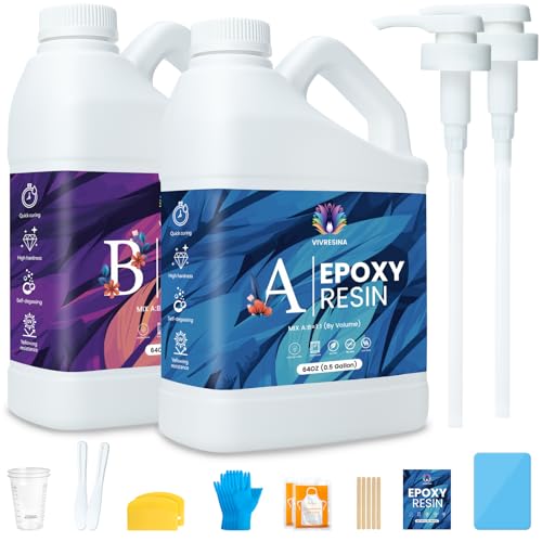 Vivresina Epoxy Resin Kit 1 Gallon, Resina Epoxica with Pump for Crafts - size: 1 GALLON