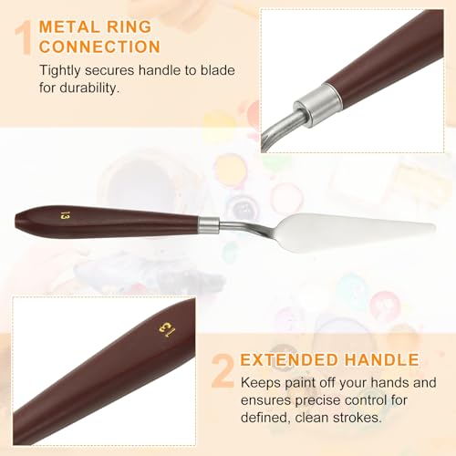 HARFINGTON Palette Knife Painting Tool 3.35" x 0.94" Stainless Steel Art Spatula Pallet Knives Scrapers Tools with Plastic Handle for Acrylic Oil Canvas Mixing Spreading, Red/Silver - size: 3.35" x 0.94"