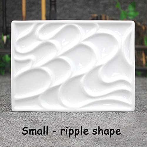 5-9in Ceramic Watercolor Mixing Palette, Square Porcelain Watercolor Palette, Porcelain Watercolor Palette, Ceramic Artist Paint Palette for Watercolor Gouache (S - Ripple) - color: S - Ripple