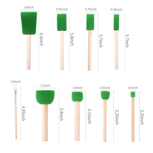 Foam Paint Brushes, 48 Pcs -10 Sizes, Paint Sponge, Premium Foam Brushes - color: Green