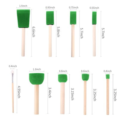 Foam Paint Brushes, 48 Pcs -10 Sizes, Paint Sponge, Premium Foam Brushes - color: Green
