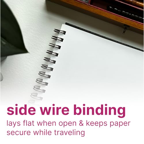 Strathmore 300 Series Sketch Paper Art Book, Black Hardcover & Side Wire Binding, 72 Sheets, White, 8.5x11 inch, 1 Count - size: 8.5x11 inch, style: Sketch