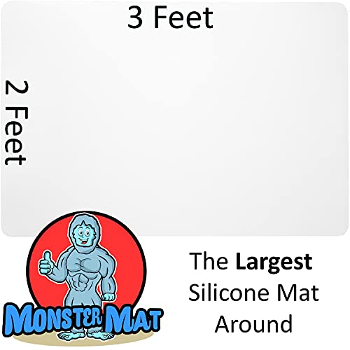 MonsterMat 36x24 Inch Extra Large Silicone Table Protector Craft Mat for Painting, Clay, Projects, Arts and Crafts, Soldering and Resin. Easy Clean Up and Storage. Largest Mat Available. (White) - color: White