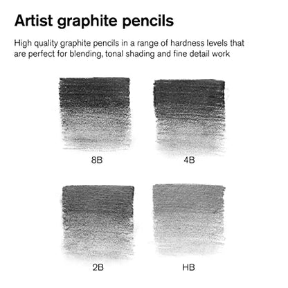 Winsor & Newton Studio Collection, Graphite Pencils, Set of 5 | Soft, Thick Core pencils, Varied Hardness, Soft Smooth Texture, Easy Blending, Stylish Metal Tin Included, High Quality Lead - style: 5 Graphite Pencils