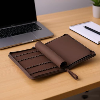 erofa 48 Slots Fountain Pen Case, Brown Water Resistant Canvas Pen Holder Display Pouch Storage Large Capacity Bag - color: Brown-Canvas
