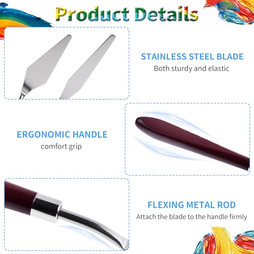 4 Pcs Palette Knife, #5 Pointed Head Spatula, Baking Paint Handle